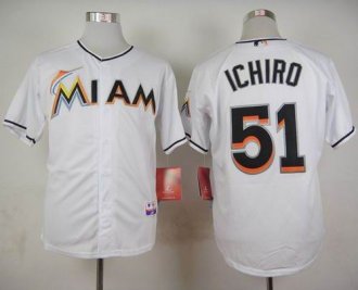 Florida Marlins #51 Ichiro Suzuki White Cool Base Stitched Baseball Jersey