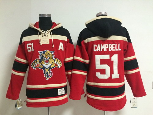 Florida Panthers #51 Brian Campbell Red Old Time Hockey Hoodie Stitched