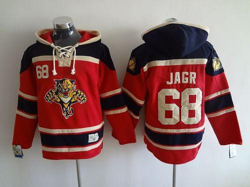 Florida Panthers #68 Jaromir Jagr Red Sawyer Hooded Sweatshirt Stitched NHL Jersey