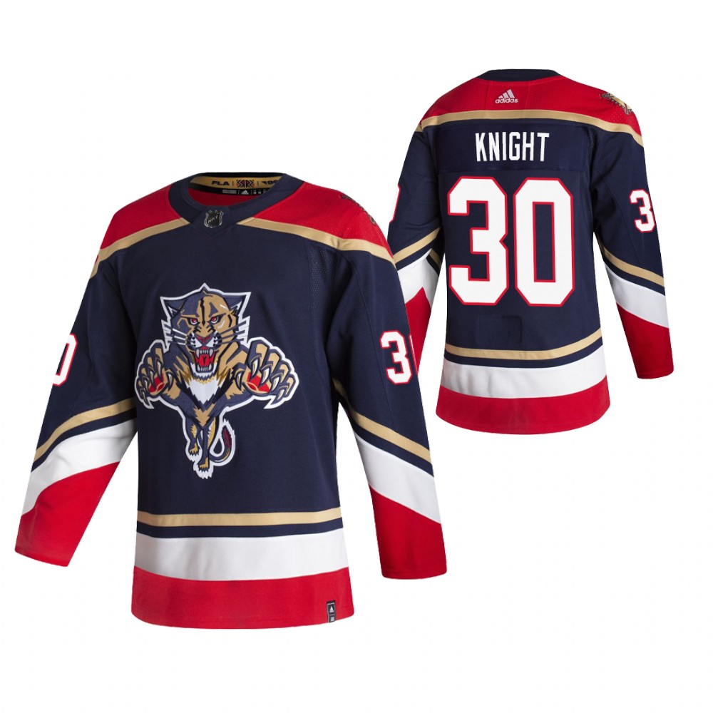 Florida Panthers 2021 Reverse Retro Spencer Knight Navy Jersey Special Edition