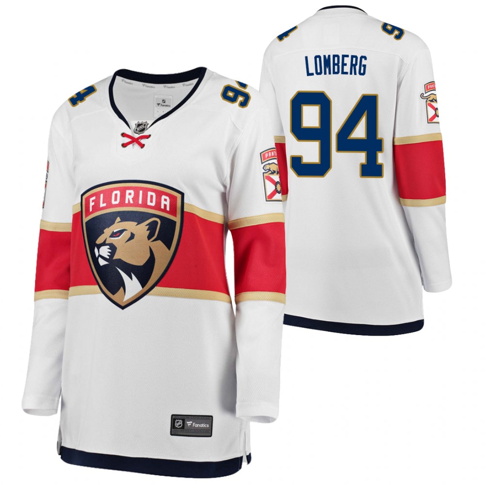 Florida Panthers Ryan Lomberg Women White 2020-21 Away Jersey