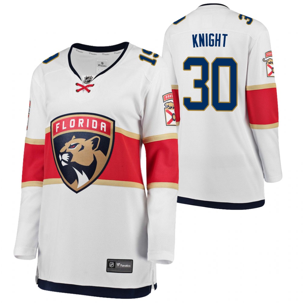 Florida Panthers Spencer Knight Women White 2021 Away Jersey