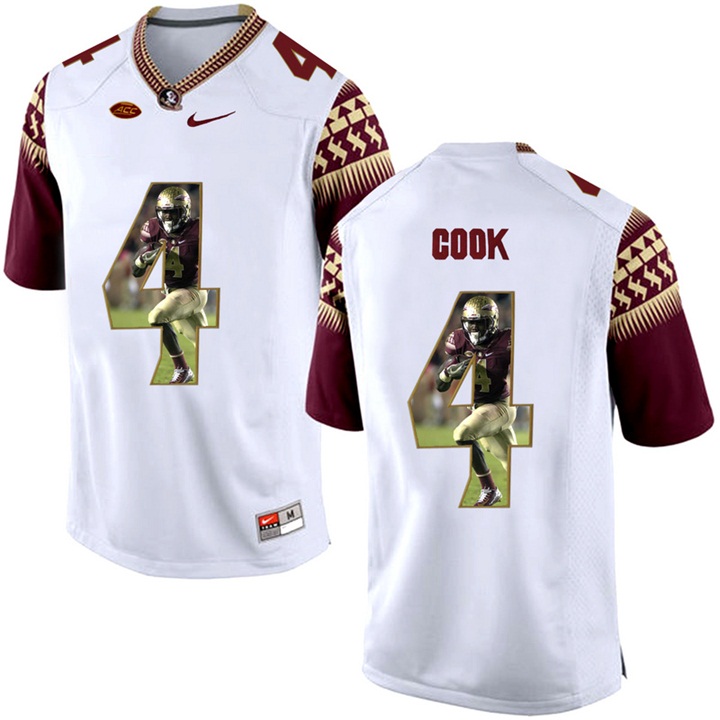 Florida State Seminoles Dalvin Cook White Printing Player Portrait Football Jersey