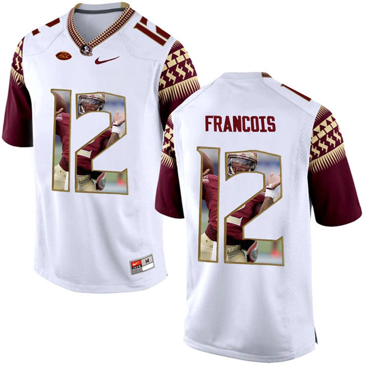 Florida State Seminoles Deondre Francois White Printing Player Portrait Football Jersey