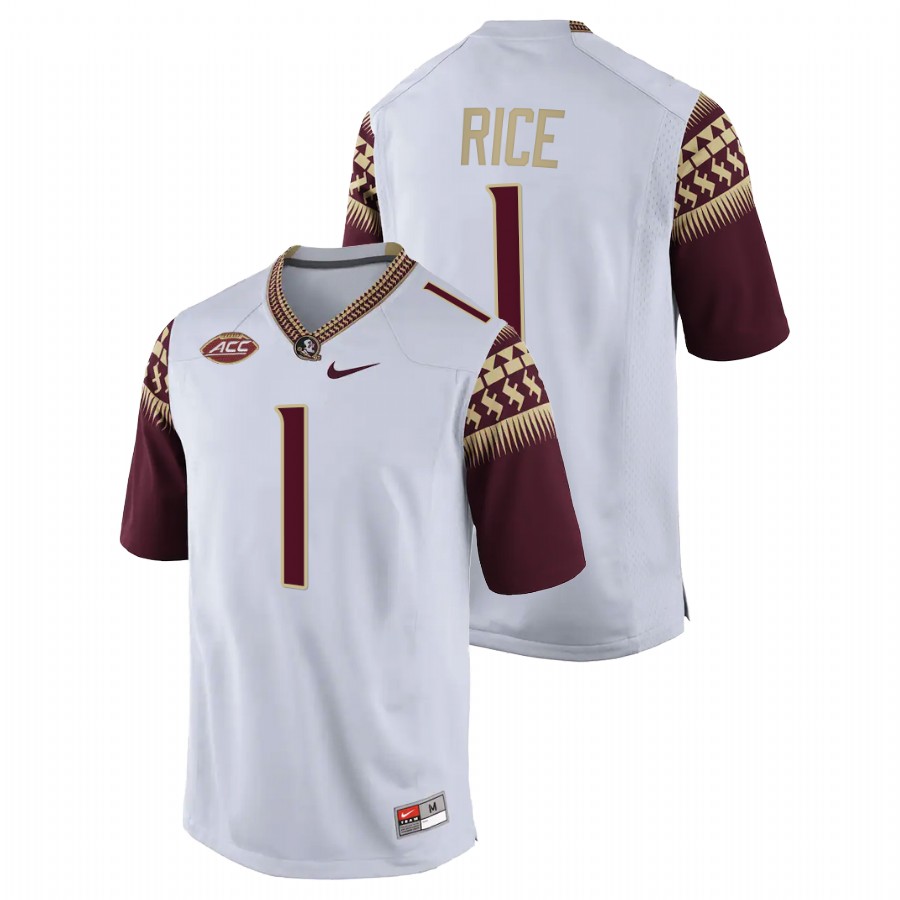 Florida State Seminoles Emmett Rice College Football White Jersey 2022 NFL draft