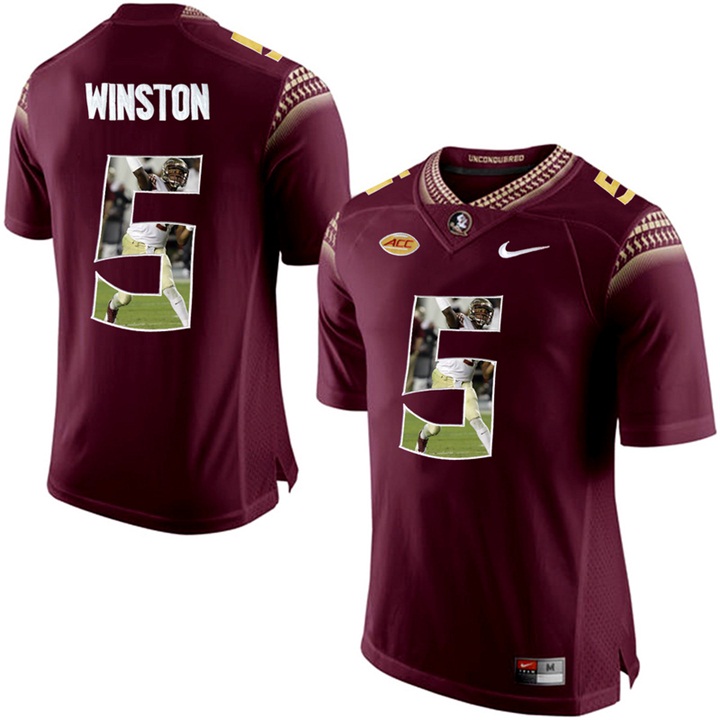 Florida State Seminoles Jameis Winston Red Printing Player Portrait Football Jersey