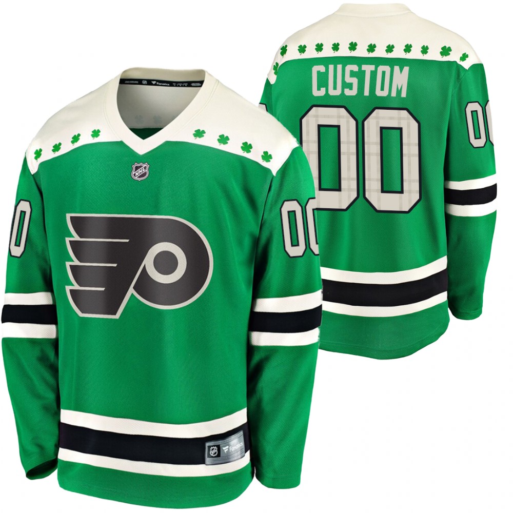 Flyers #00 Custom 2020 St. Patrick's Day Breakaway Jersey Green