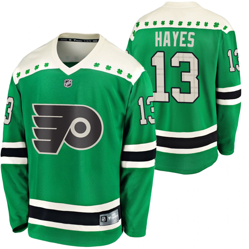 Flyers #13 Kevin Hayes 2020 St. Patrick's Day Breakaway Jersey Green