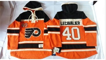 Flyers #40 Vincent Lecavalier Orange Sawyer Hooded Sweatshirt Stitched NHL Jersey