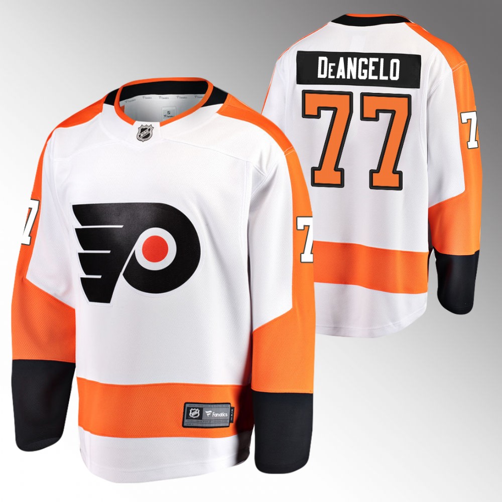 Flyers #77 Tony DeAngelo White Away Jersey