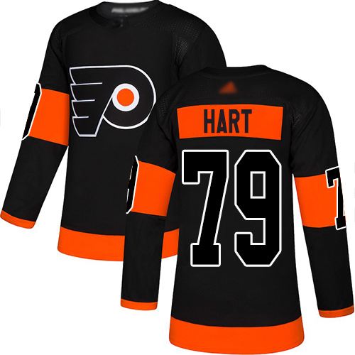 Flyers #79 Carter Hart Black Alternate Authentic Stitched Youth Hockey Jersey