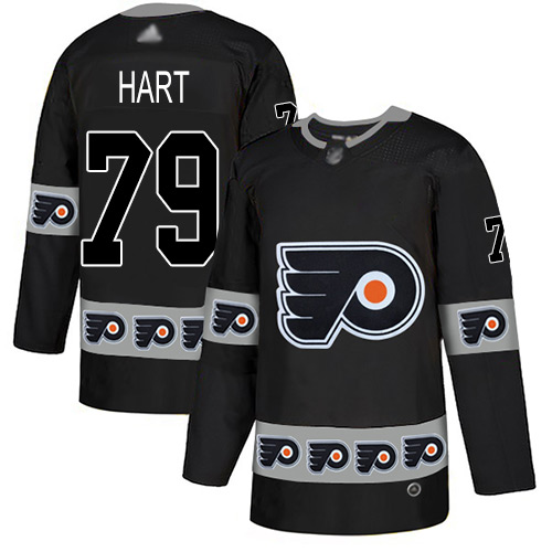 Flyers #79 Carter Hart Black Authentic Team Logo Fashion Stitched Hockey Jersey