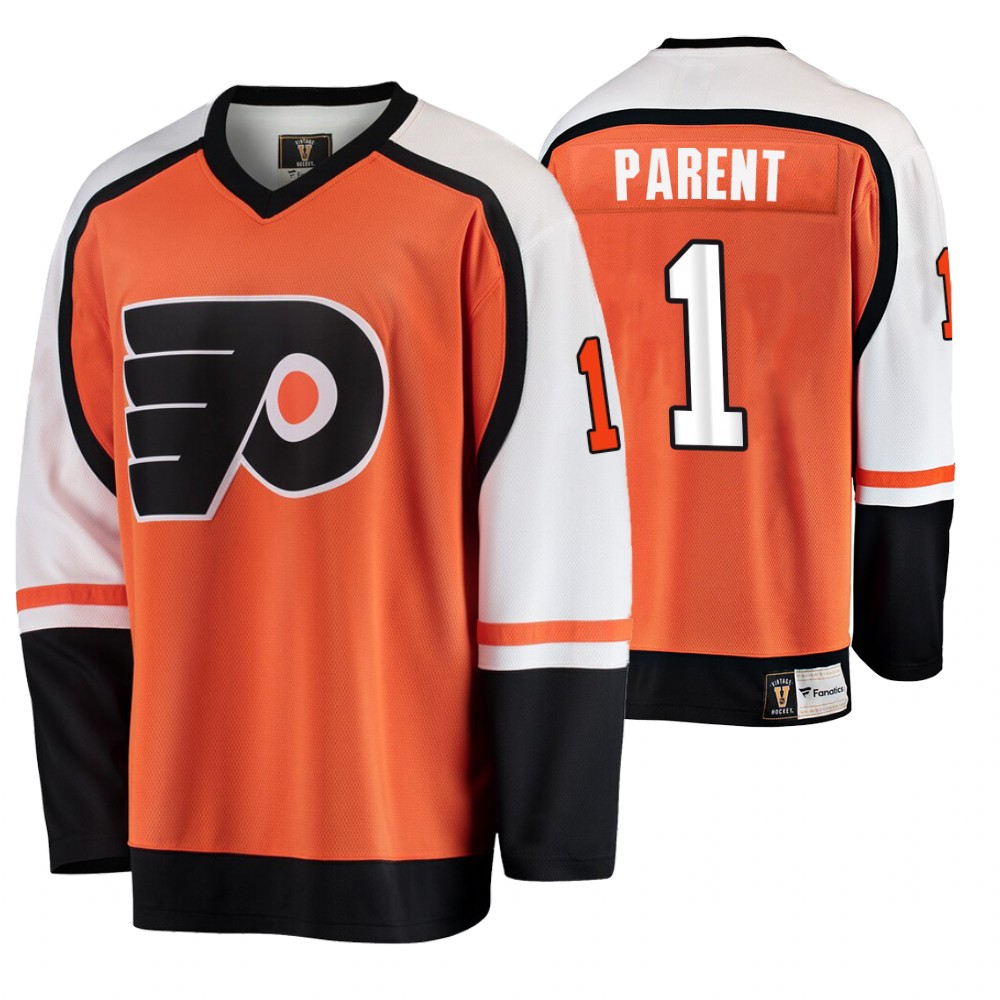 Flyers Bernie Parent Orange Breakaway Player Retired Number Premier Jersey