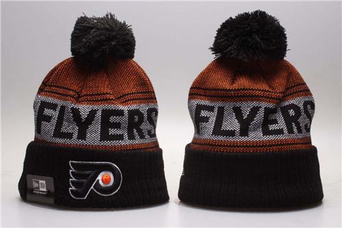 Flyers Black Mascot Cuffed Pom Knit Hat YP