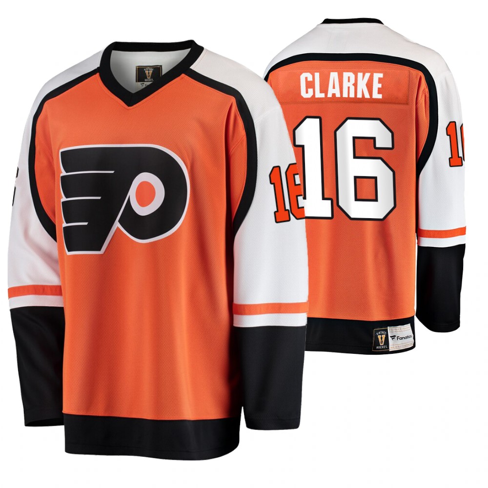 Flyers Bobby Clarke Orange Breakaway Player Retired Number Premier Jersey