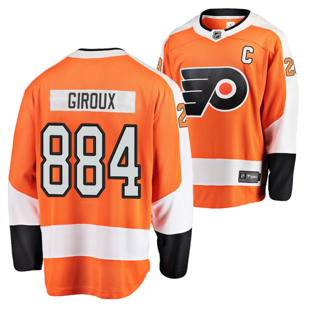Flyers Claude Giroux Jersey 884 Career Points Orange Commemorative Men
