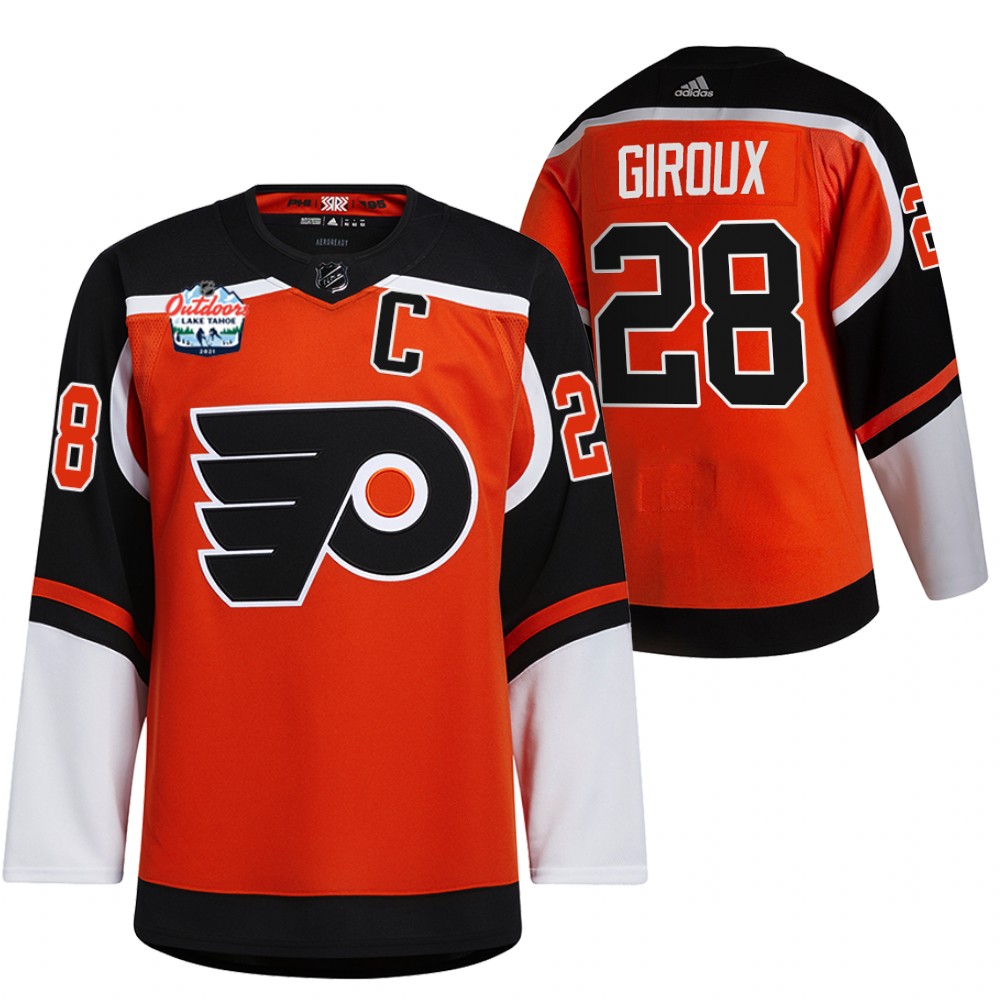 Flyers Claude Giroux Lake Tahoe 2021 Retro Jersey Orange NHL Outdoors Sunday