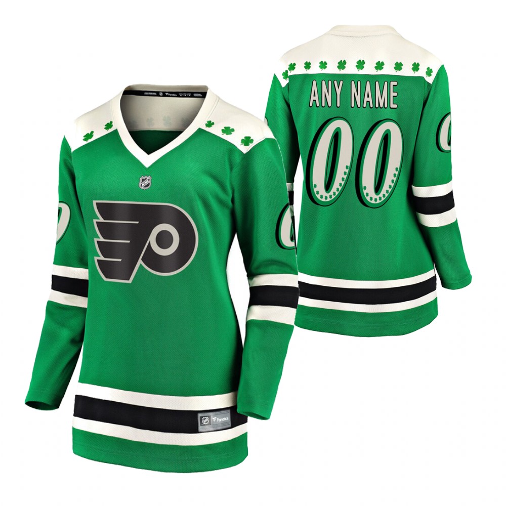 Flyers Custom 2021 St Patricks Day Green Women Jersey