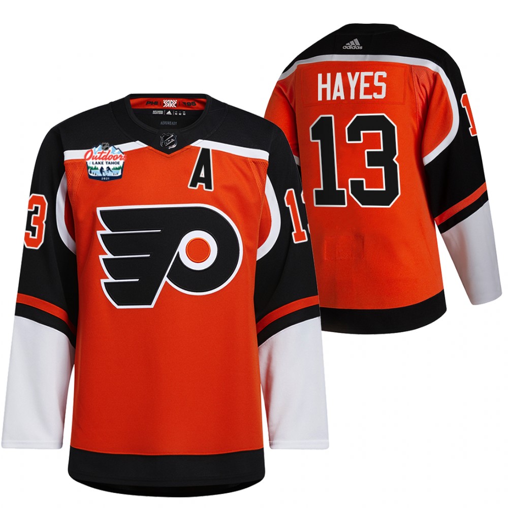 Flyers Kevin Hayes Lake Tahoe 2021 Retro Jersey Orange NHL Outdoors Sunday