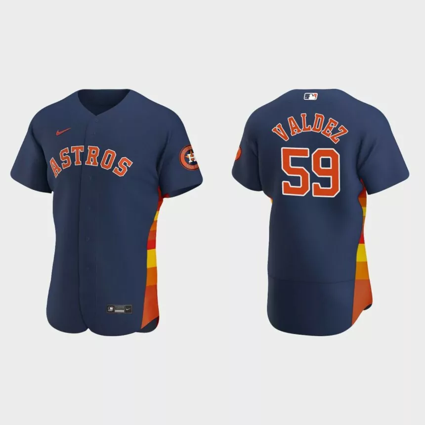 Framber Valdez #59 Houston Astros Authentic Alternate Jersey – Navy