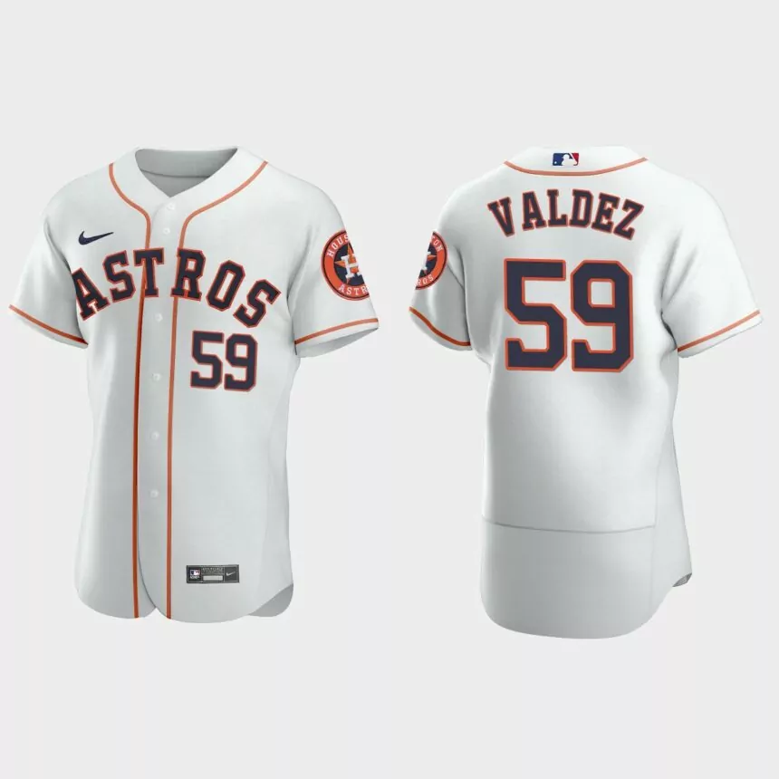 Framber Valdez #59 Houston Astros Authentic Home Jersey – White