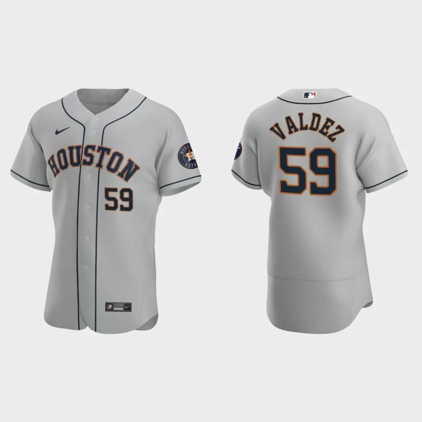 Framber Valdez #59 Houston Astros Authentic Road Jersey – Gray