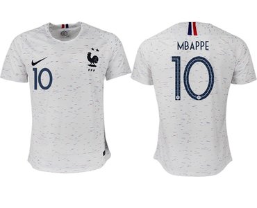 France #10 Mbappe Away Soccer Country Jersey