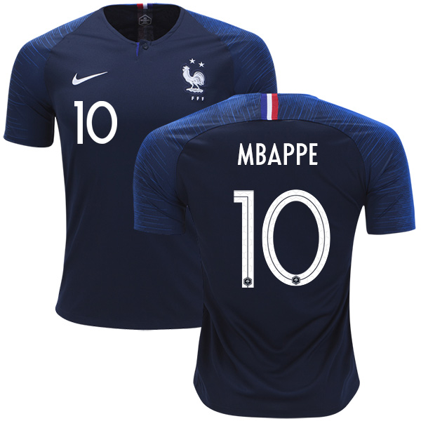 France #10 Mbappe Home Soccer Country Jersey