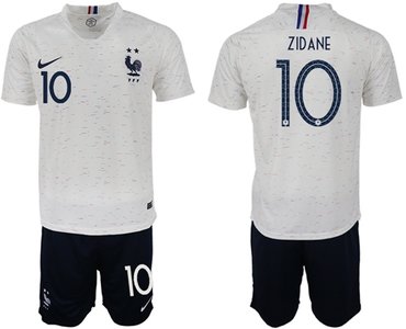 France #10 Zidane Away Soccer Country Jersey