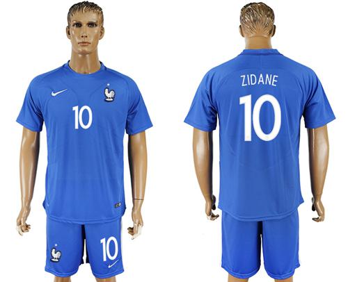 France #10 Zidane Home Soccer Country Jersey