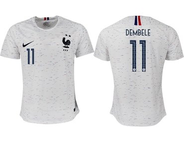 France #11 Dembele Away Soccer Country Jersey