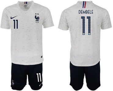 France #11 Dembele Away Soccer Country Jersey
