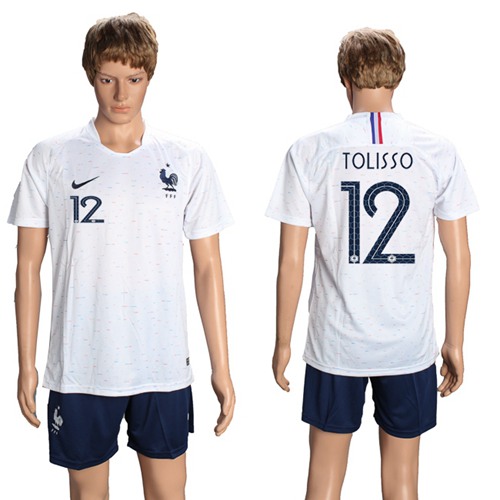France #12 Tolisso Away Soccer Country Jersey