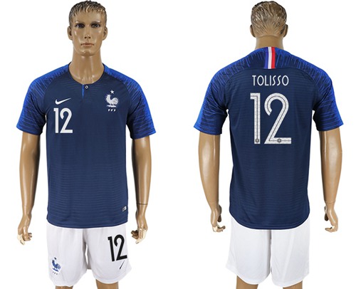 France #12 Tolisso Home Soccer Country Jersey