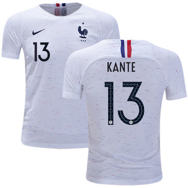 France #13 Kante Away Kid Soccer Country Jersey