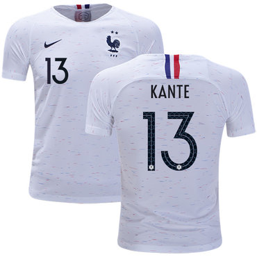 France #13 Kante Away Kid Soccer Country Jersey