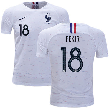 France #18 Fekir Away Kid Soccer Country Jersey