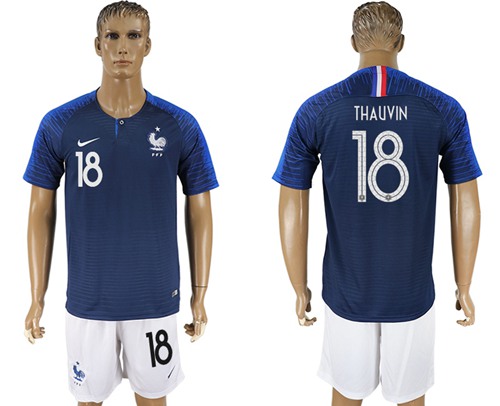 France #18 Thauvin Home Soccer Country Jersey