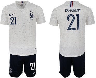 France #21 Koscielny Away Soccer Country Jersey