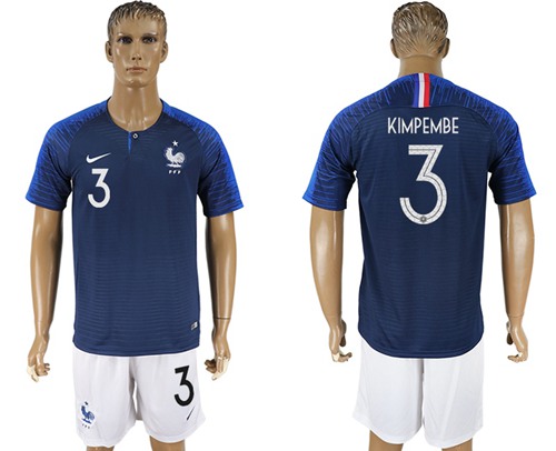 France #3 Kimpembe Home Soccer Country Jersey