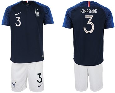 France #3 Kimpembe Home Soccer Country Jersey