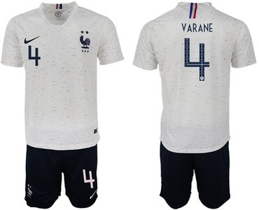 France #4 Varane Away Soccer Country Jersey