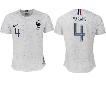 France #4 Varane Away Soccer Country Jersey