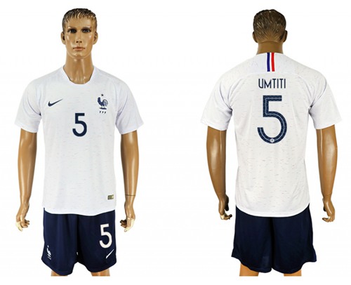 France #5 Umtiti Away Soccer Country Jersey