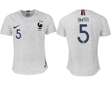 France #5 Umtiti Away Soccer Country Jersey