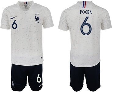 France #6 Pogba Away Soccer Country Jersey