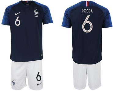 France #6 Pogba Home Soccer Country Jersey