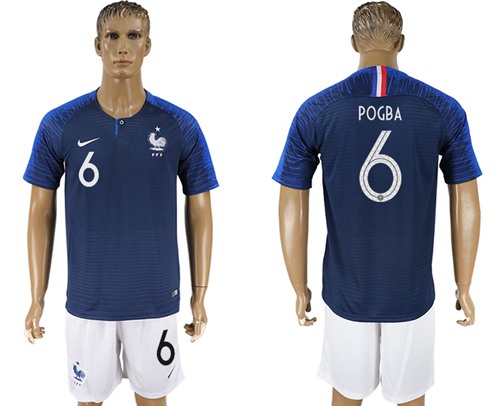 France #6 Pogba Home Soccer Country Jersey