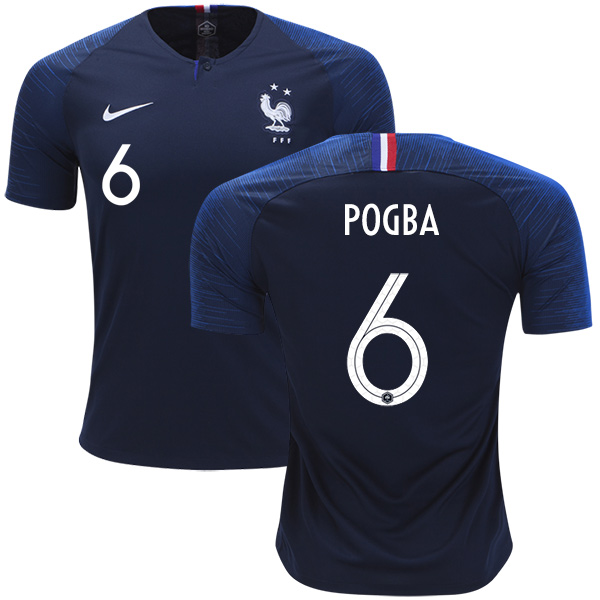 France #6 Pogba Home Soccer Country Jersey