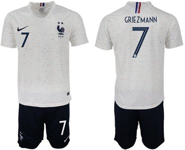 France #7 Griezmann Away Soccer Country Jersey